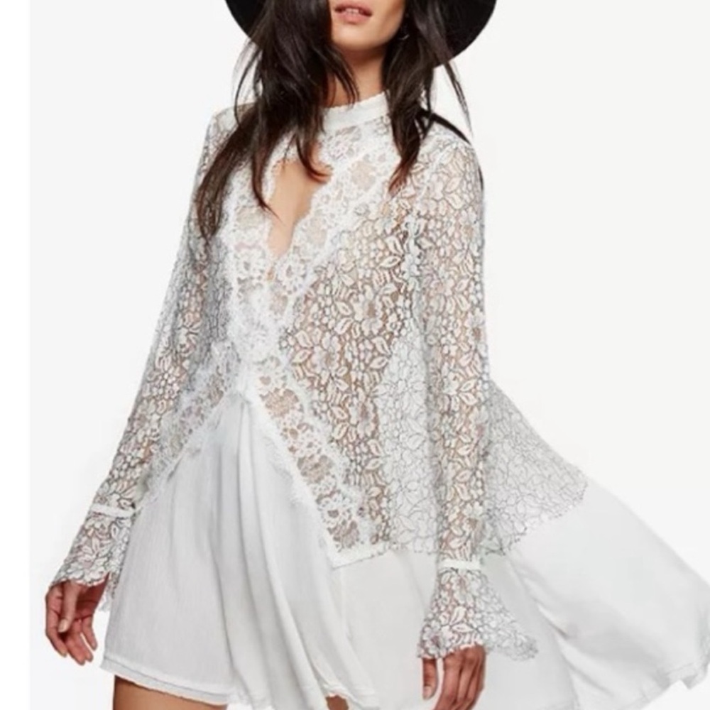 Elegant Lace Overlay Dress Free People